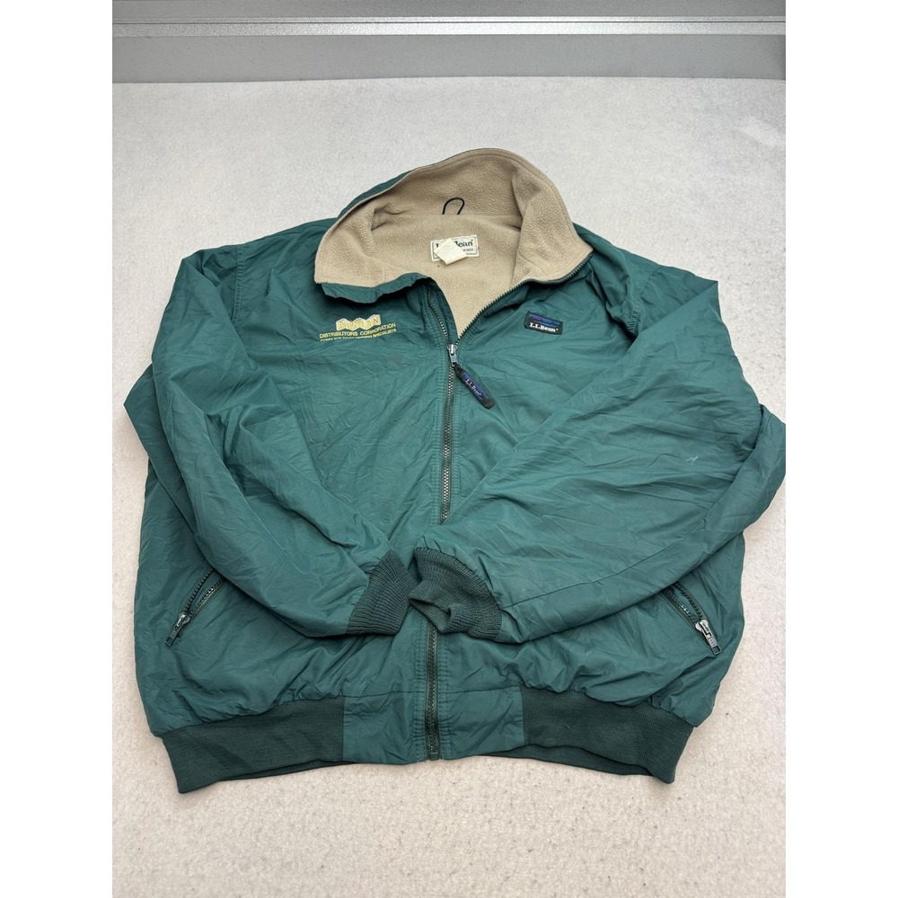 Vintage L.L.Bean Three Season Jacket Mens XL Green Fleece Lined Bomber